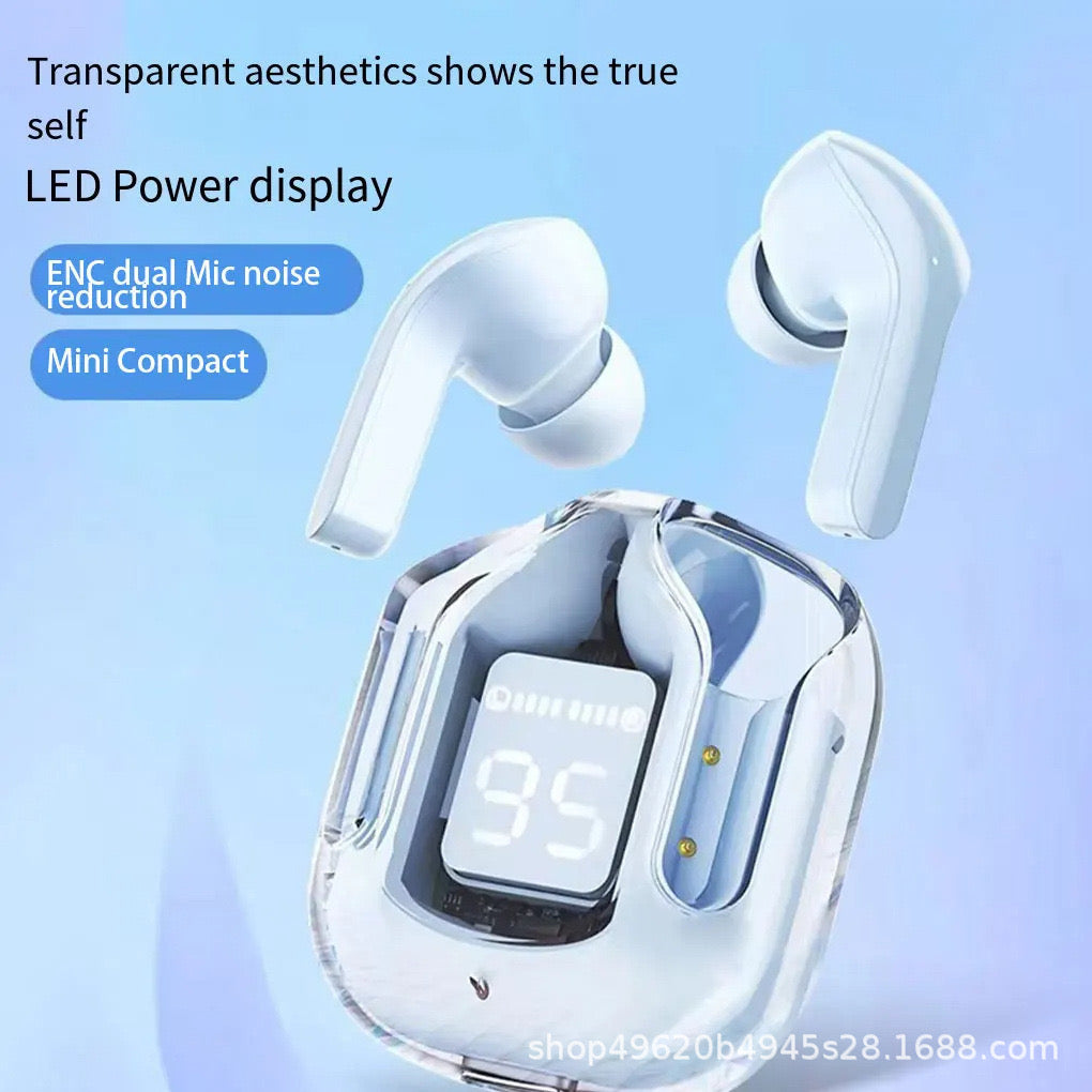 Crystal Case Wireless  Xt16 Air31 Xt17 in Ear Gaming Noise Cancelling Earbuds Earphone Headphones Transparent LED Fast Charge Accessories Lights Headset